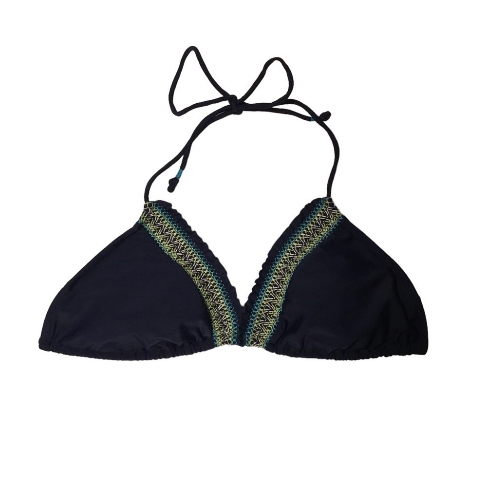 AMERICAN EAGLE OUTFITTERS - Black String Bikini Top with Smocked Detail - Size L